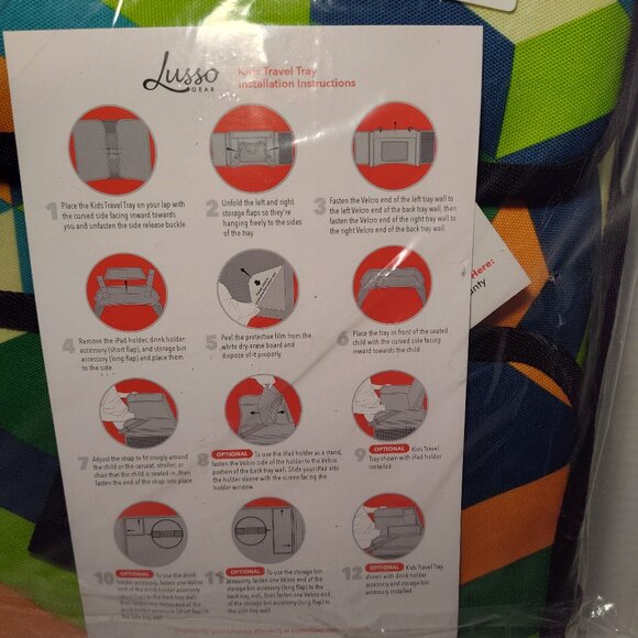 Lusso Gear Kids Car Seat Travel Tray Dry Erase Board Tablet Lap Desk Cup Holder - Picture 3 of 4